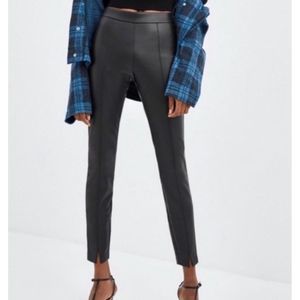 Zara Black Lynx Leather Pants size M￼